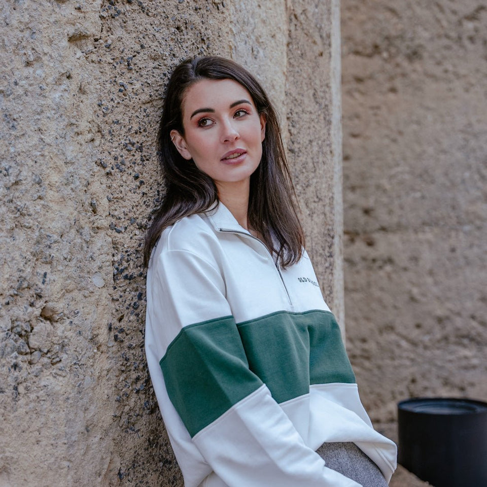 Old School Hoop Quarter Zip Sweat-OS Green