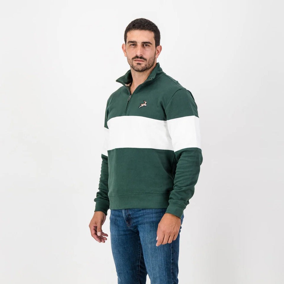 Springboks Classic Hoop Quarter Zip-OS Green