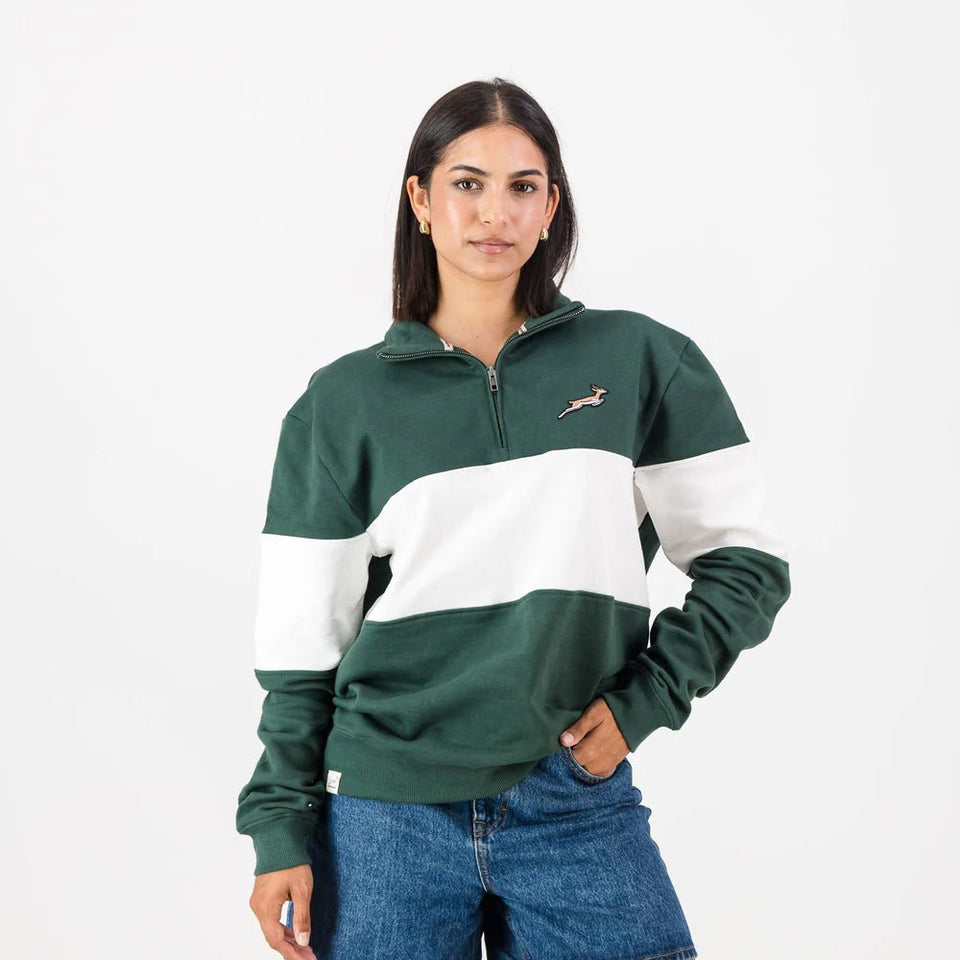 Springboks Classic Hoop Quarter Zip-OS Green