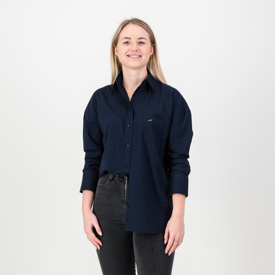 Springboks Ladies Oxford Shirt-Navy