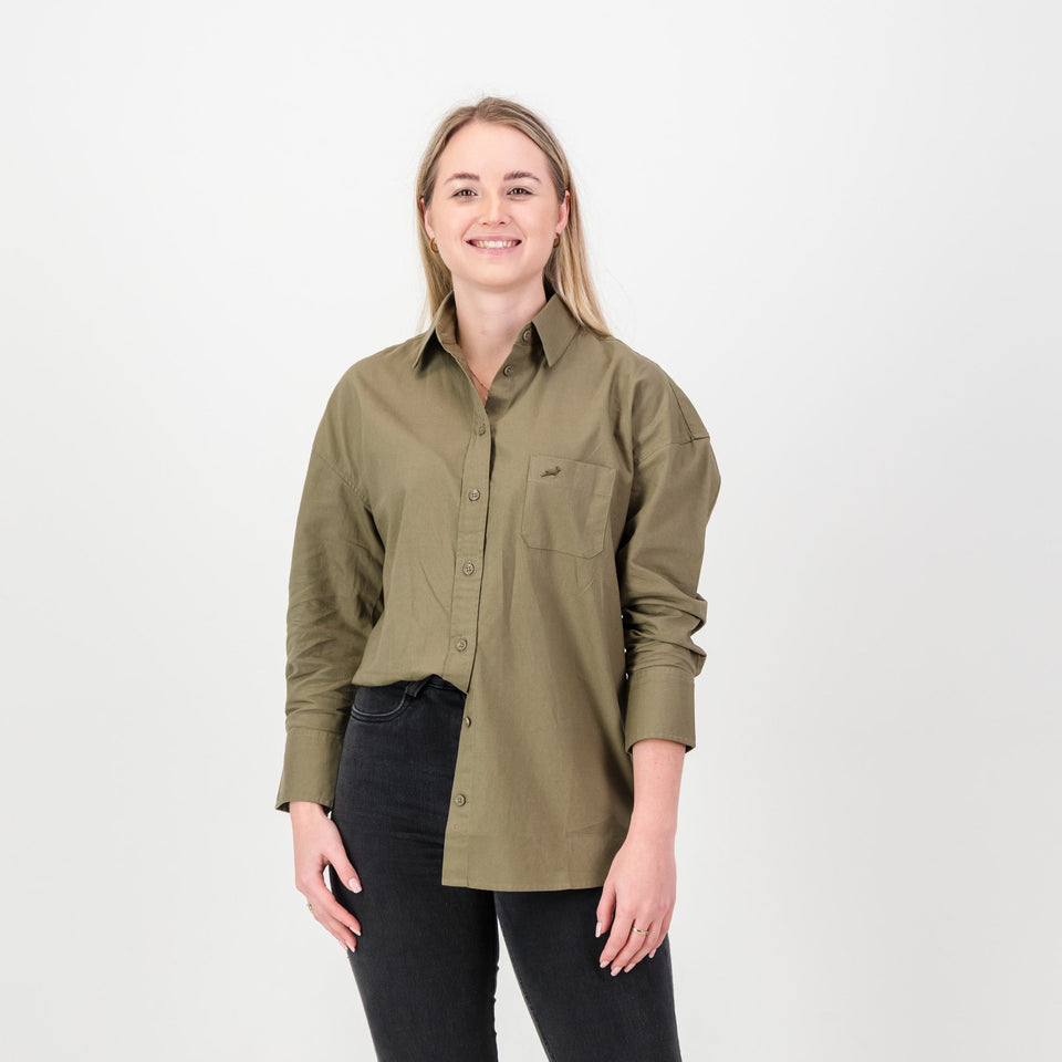 Springboks Ladies Oxford Shirt-Taupe