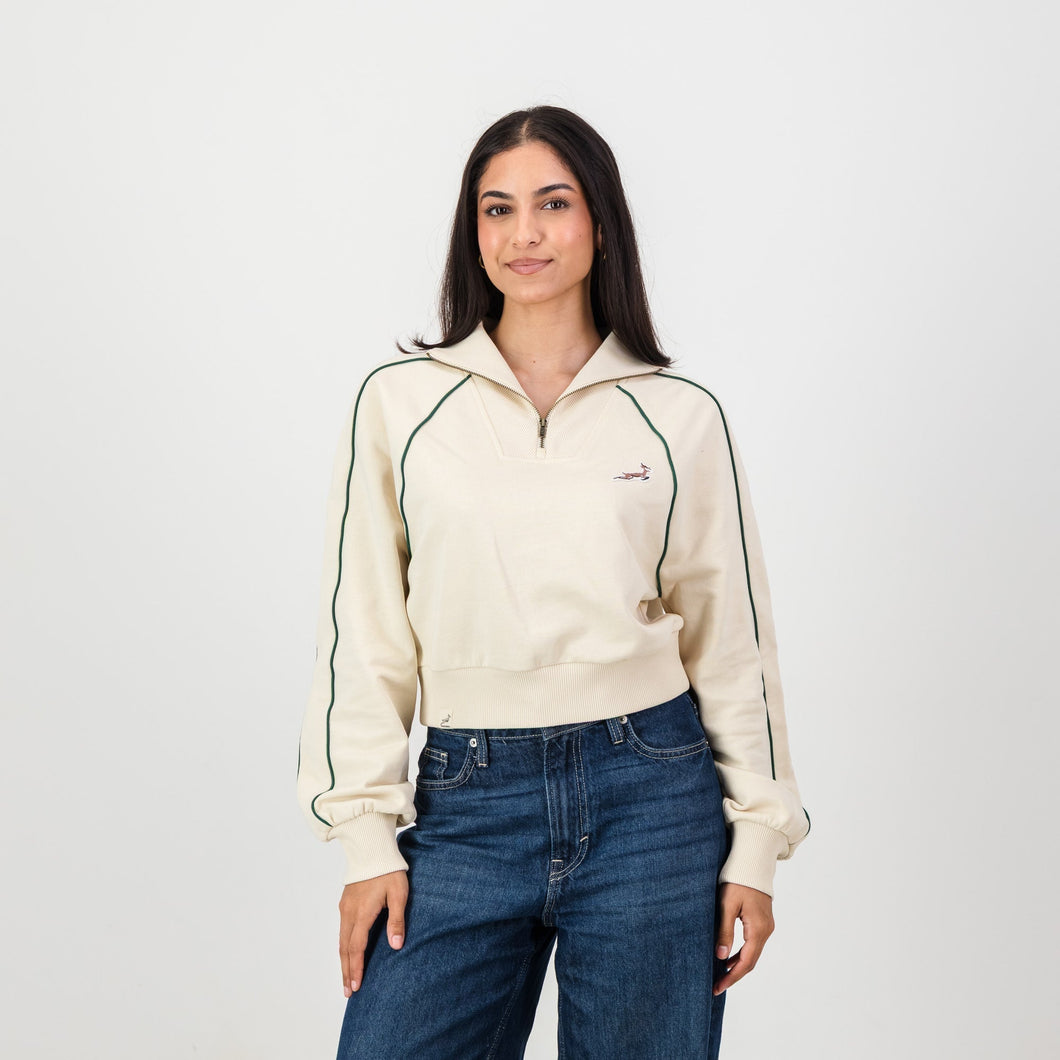 Springboks Ladies Piped Zip Through Sweat-Ivory