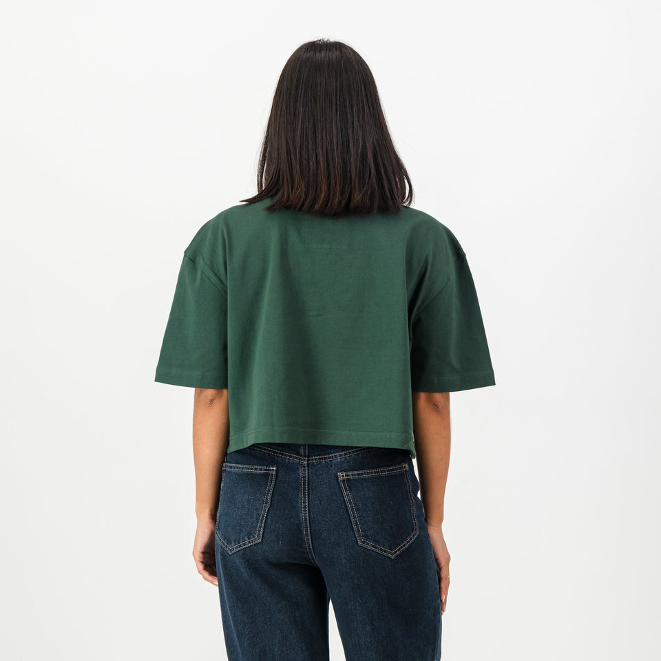 Springboks Pop Badge Ladies Boxy Crew Tee-OS Green