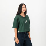 Springboks Pop Badge Ladies Boxy Crew Tee-OS Green