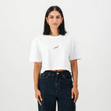 Springboks Pop Badge Ladies Boxy Crew Tee-White