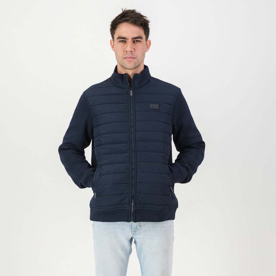 Springboks Quilted Knit Shell Jacket-Navy