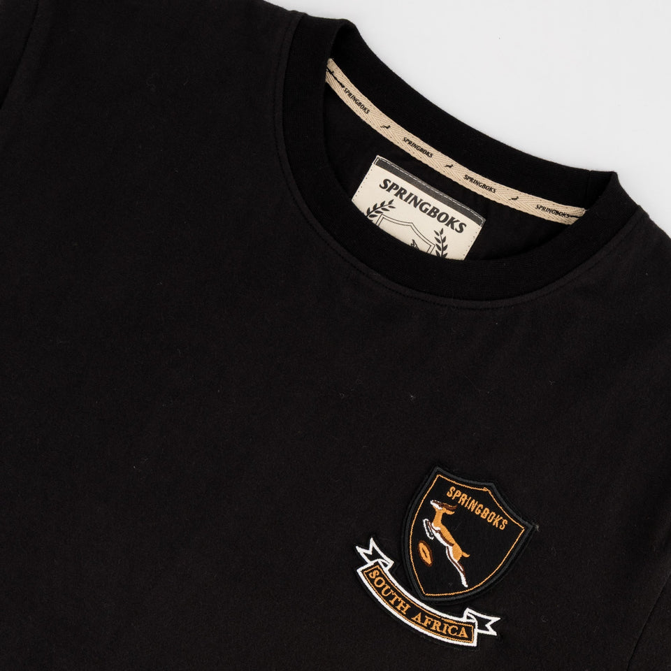 Springboks Shield Badge Regular Crew Tee - Black