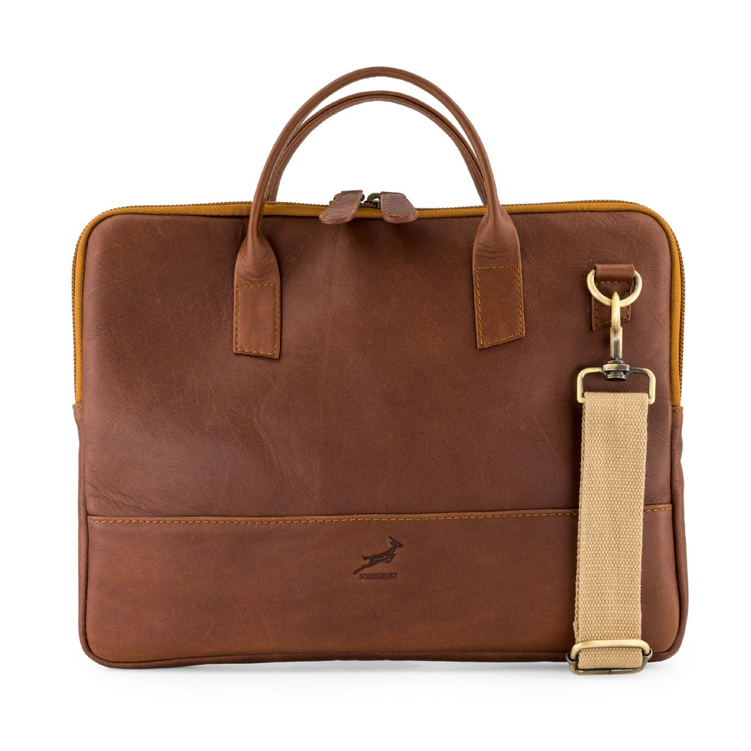 Springboks Slimline Laptop Case-Dark Brown