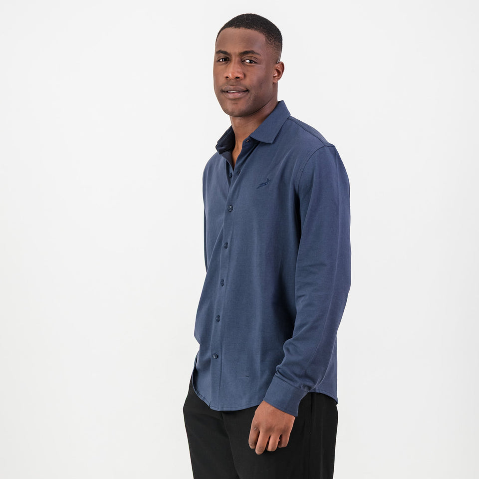 Springboks Tailored LS Shirt-Navy
