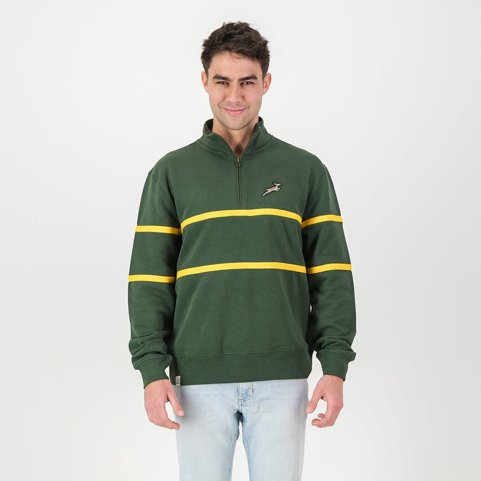 Springboks Twill Hoop Quarter Zip Sweat - OS Green
