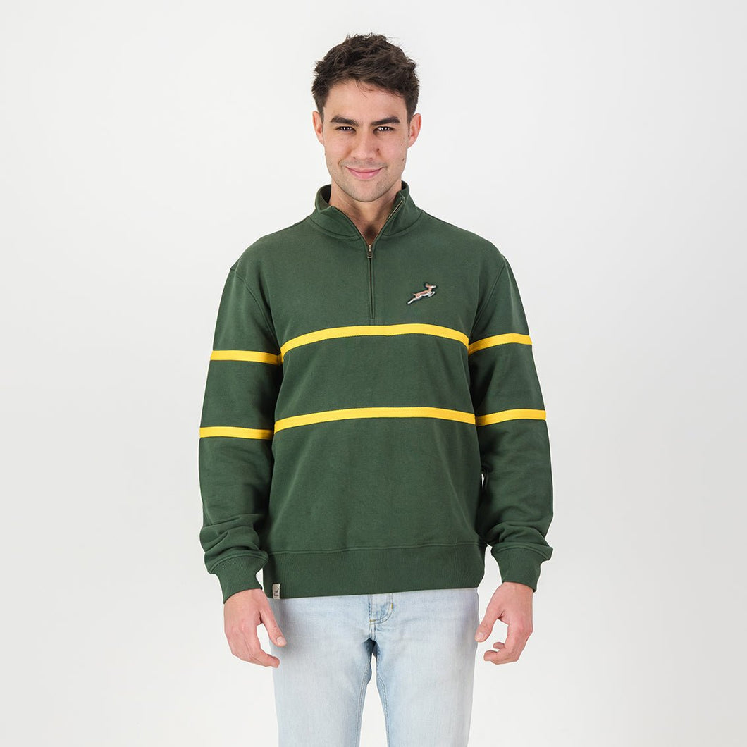 Springboks Twill Hoop Quarter Zip Sweat - OS Green