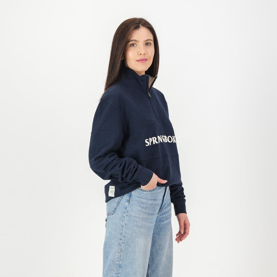 Springboks Word Quarter Zip Sweat-Navy