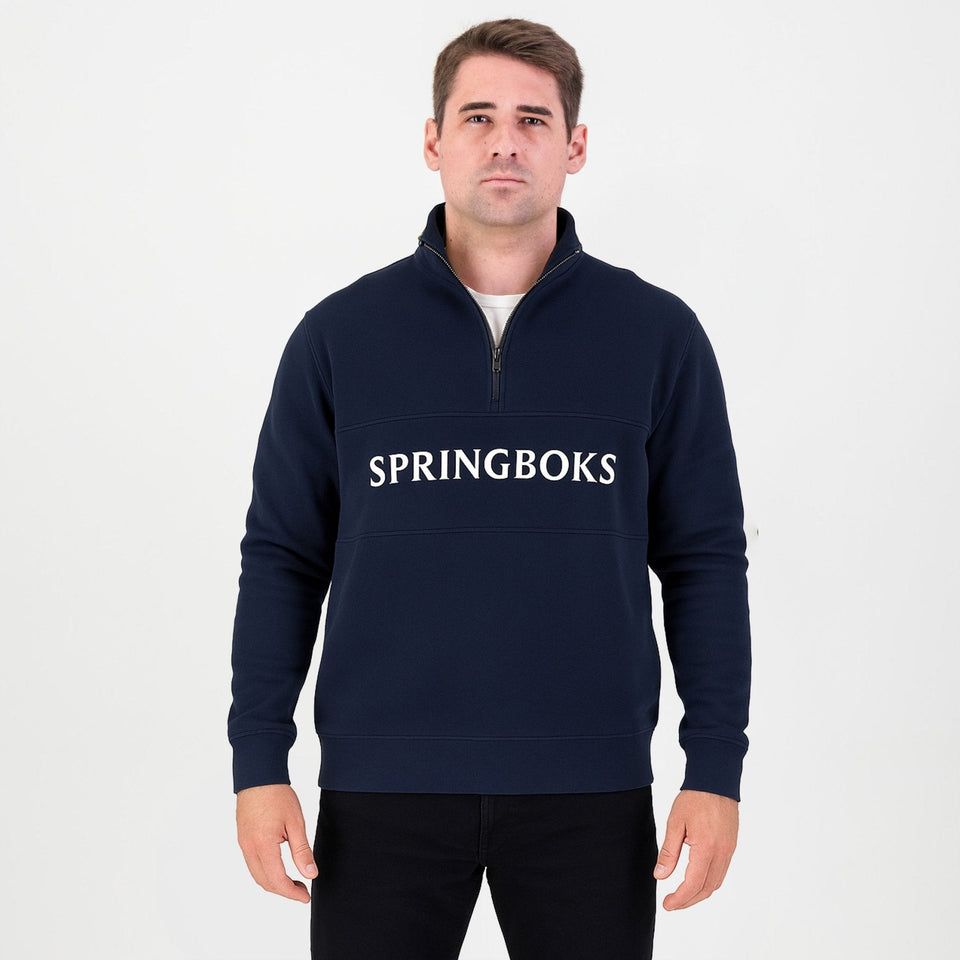 Springboks Word Quarter Zip Sweat-Navy