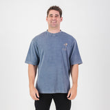 Stillknocks Acid Wash Boxy Crew Tee- Faded Denim