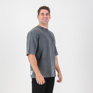 Stillknocks Acid Wash Boxy Crew Tee- Turb Grey