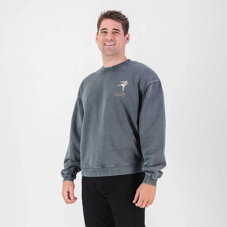 Stillknocks Acid Wash Crew Sweat- Turb Grey