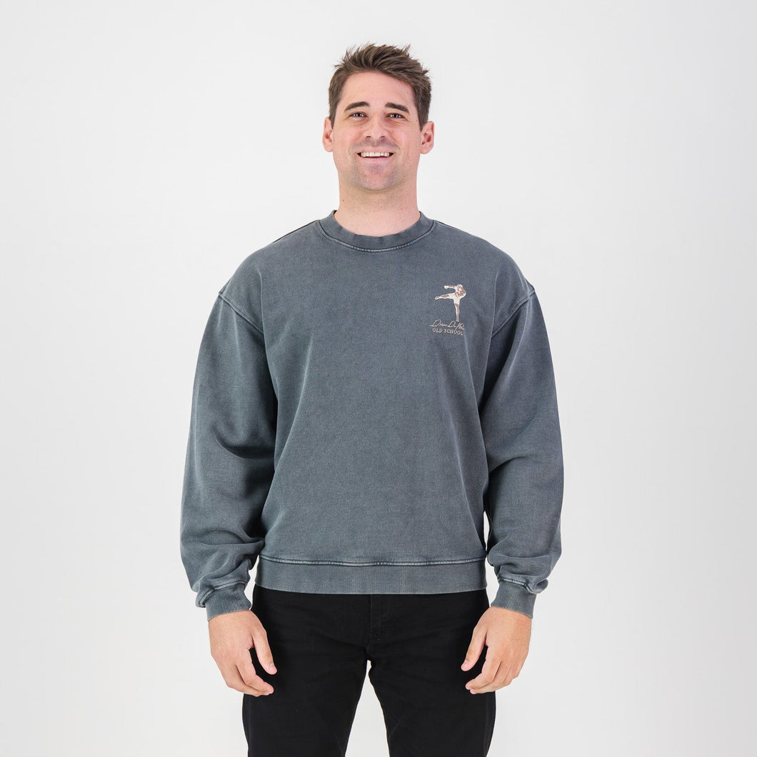 Stillknocks Acid Wash Crew Sweat- Turb Grey