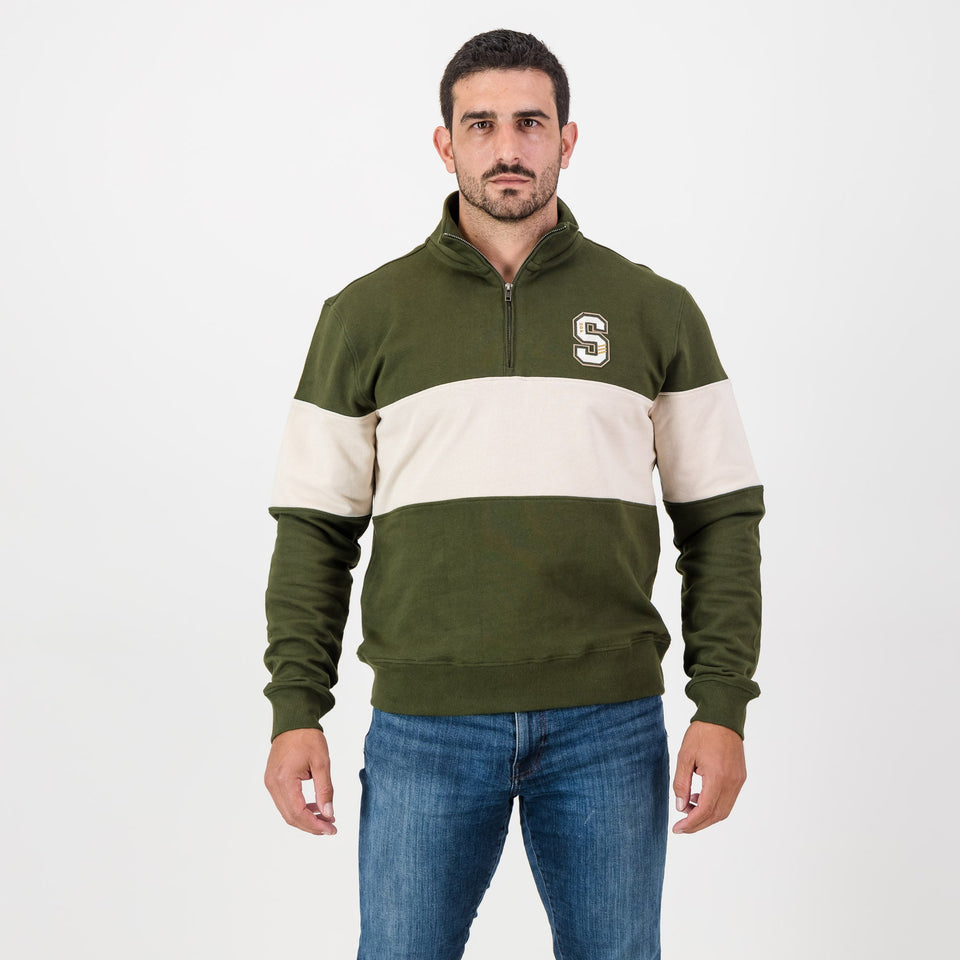 Stillknocks S Hoop Quarter Zip Sweat-Military Olive